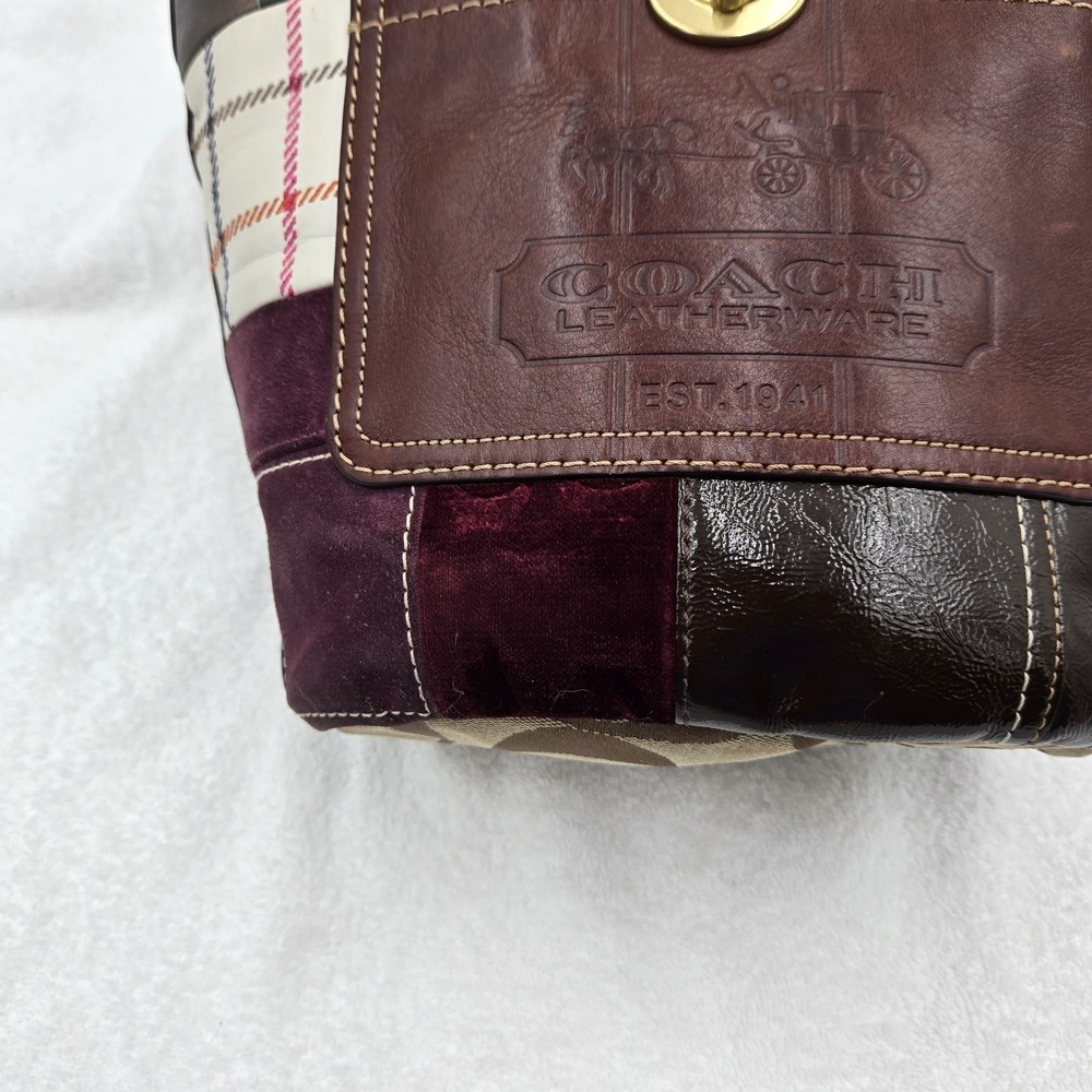 Vtg Coach Bleecker Legacy Holiday Patchwork Duffle Crossbody Shoulder Bag Purse - Picture 8 of 16